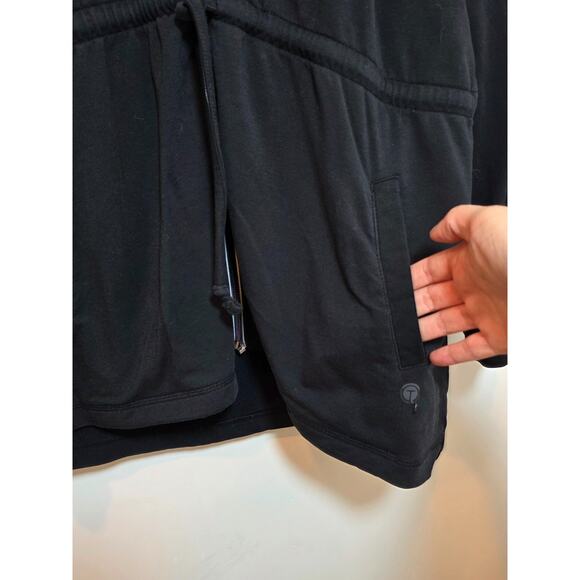 T by Talbots Jacket Lp Hoodie Black Sweatshirt Zip Cinched Waist Pockets Modal - Picture 4 of 8